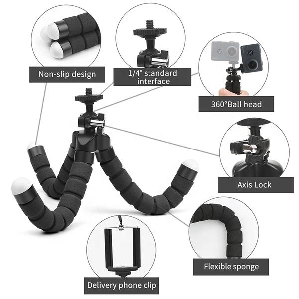 Flexibel tripod ministativ böjbar och roterbar 360 svart - Smartiq