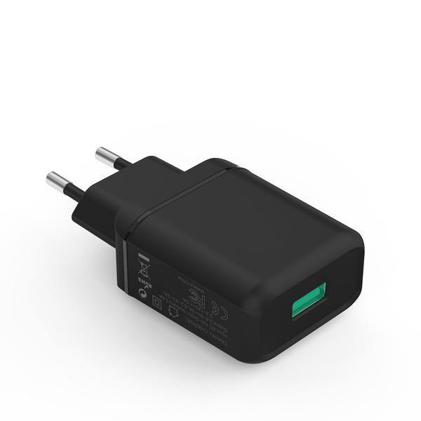 USB A - Väggladdare 18W Snabbladdare 3.0 svart - Smartiq